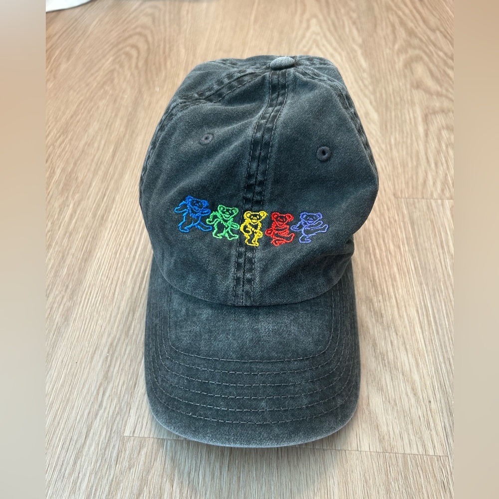 PacSun Black Hat with Colorful Bear Embroidery